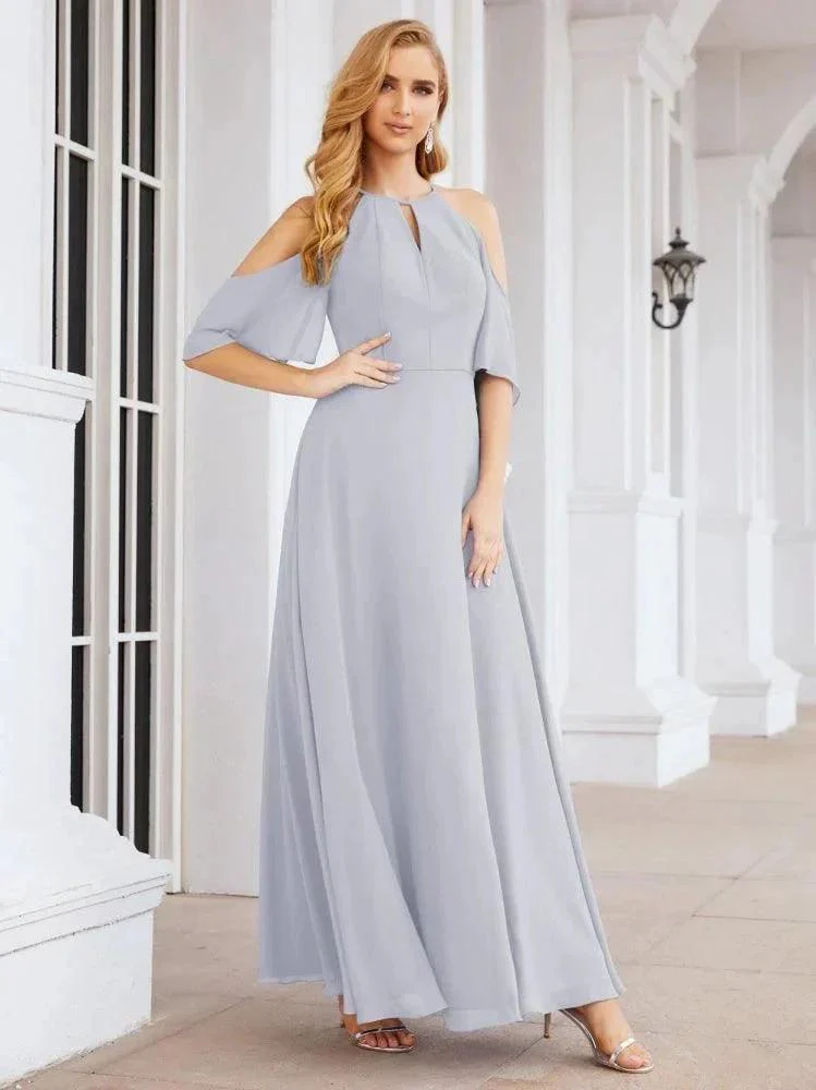 Numbersea Cold Shoulder Bridesmaid Dresses A-Line Long Formal Evening Gowns 28074 - Image 5