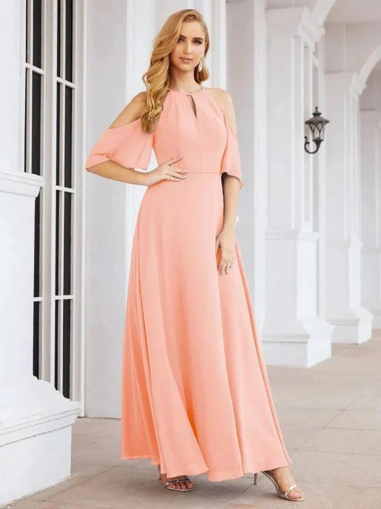 Numbersea Cold Shoulder Bridesmaid Dresses A-Line Long Formal Evening Gowns 28074 - Image 57