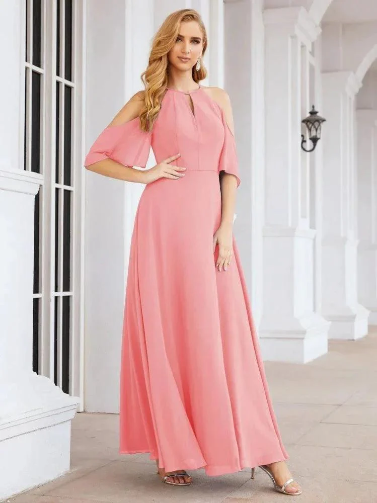 Numbersea Cold Shoulder Bridesmaid Dresses A-Line Long Formal Evening Gowns 28074 - Image 59