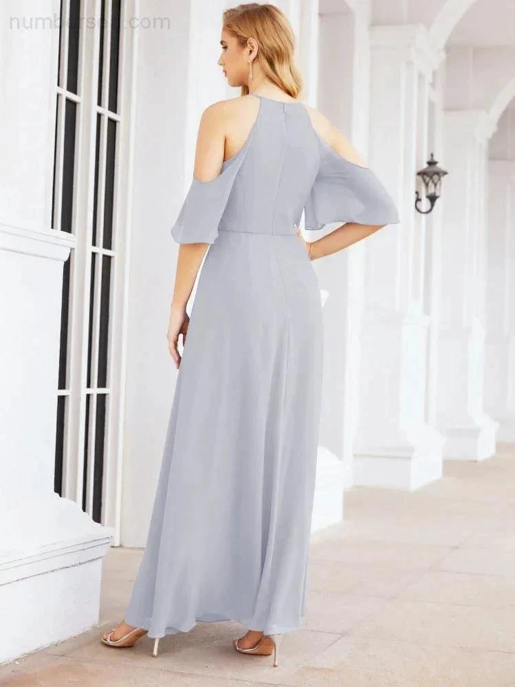 Numbersea Cold Shoulder Bridesmaid Dresses A-Line Long Formal Evening Gowns 28074 - Image 6