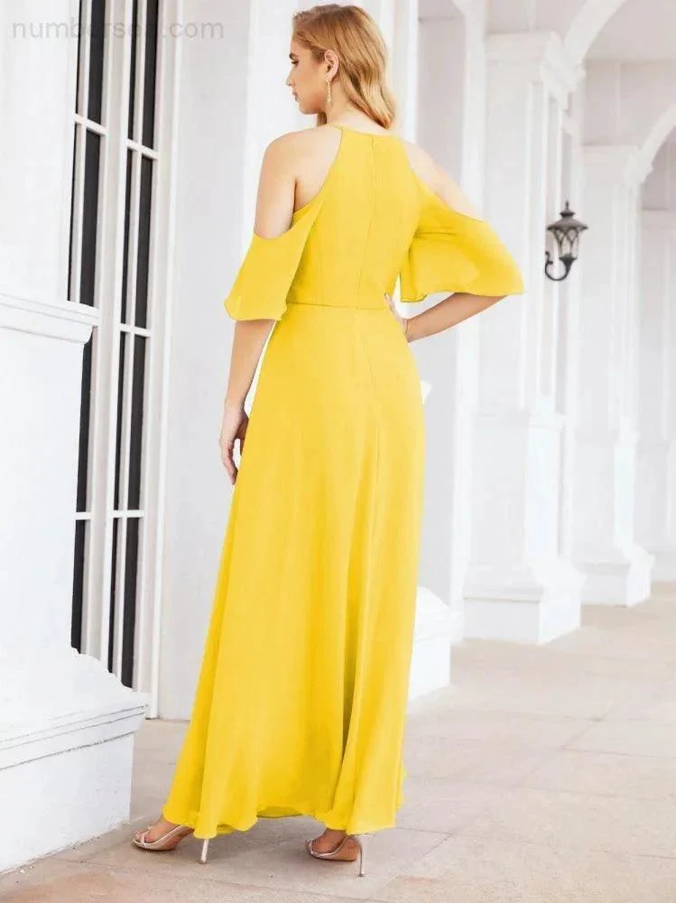 Numbersea Cold Shoulder Bridesmaid Dresses A-Line Long Formal Evening Gowns 28074 - Image 66