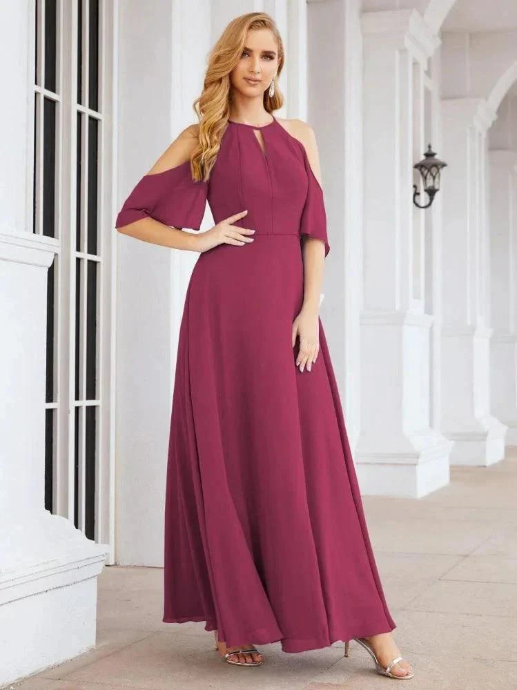Numbersea Cold Shoulder Bridesmaid Dresses A-Line Long Formal Evening Gowns 28074 - Image 67