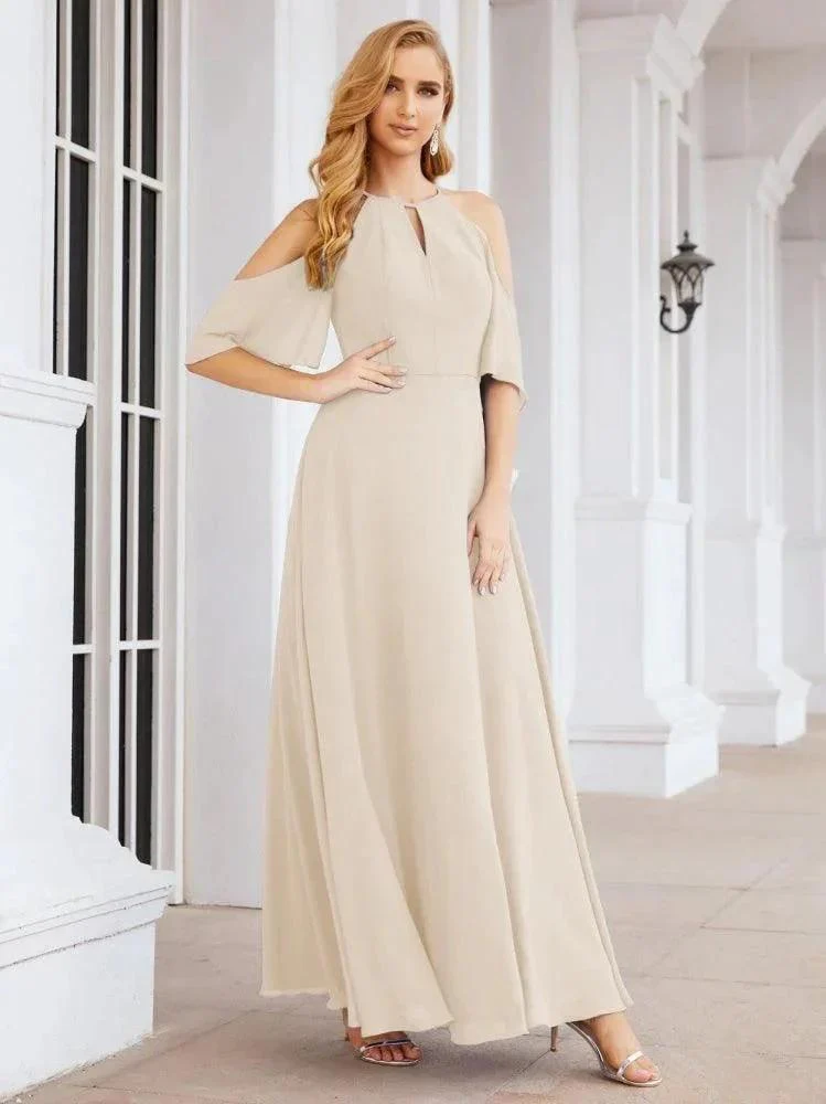 Numbersea Cold Shoulder Bridesmaid Dresses A-Line Long Formal Evening Gowns 28074 - Image 69