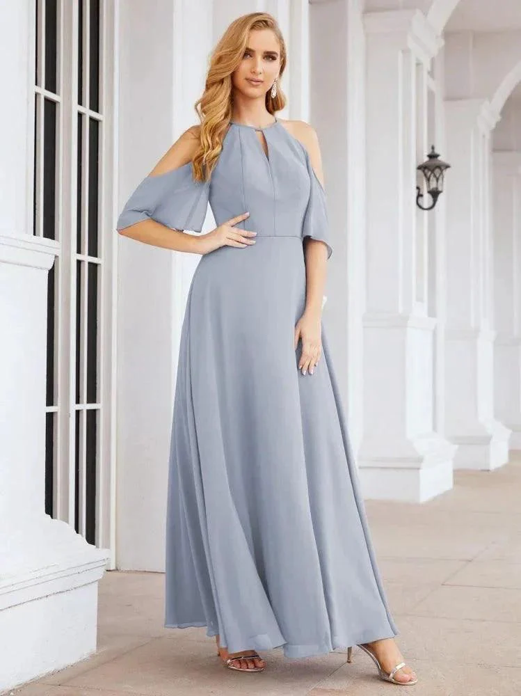 Numbersea Cold Shoulder Bridesmaid Dresses A-Line Long Formal Evening Gowns 28074 - Image 7