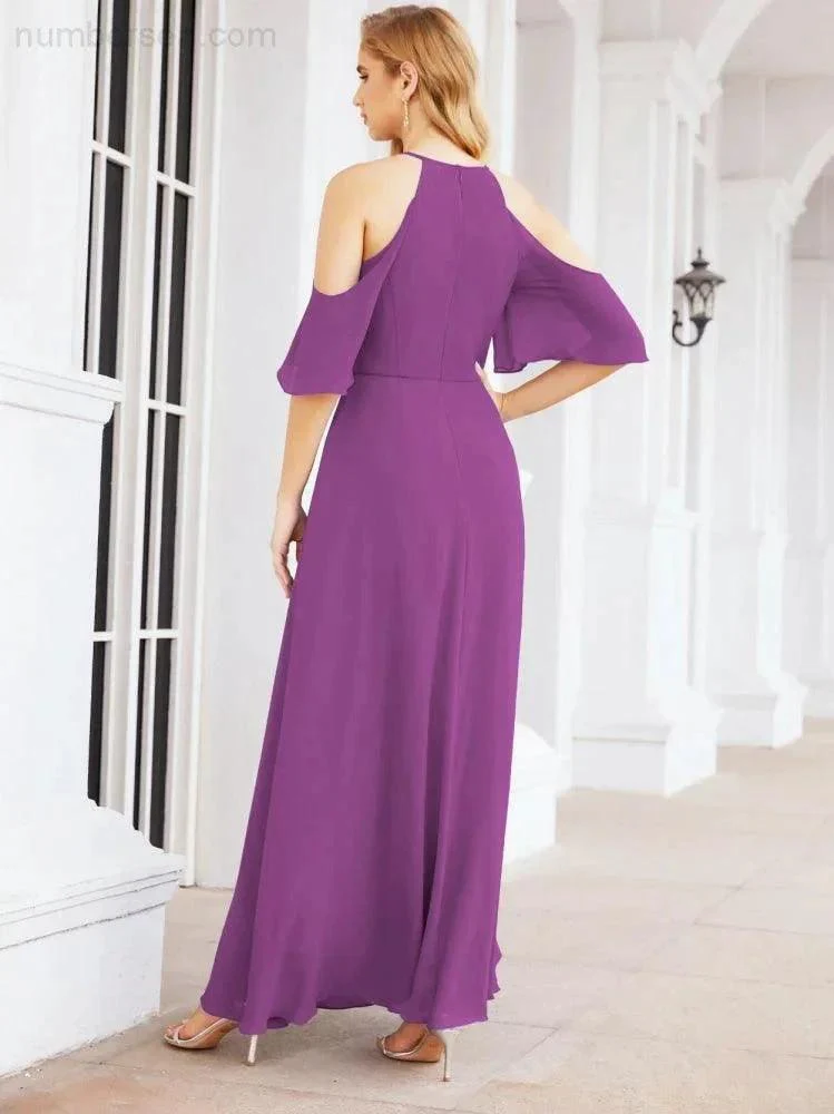 Numbersea Cold Shoulder Bridesmaid Dresses A-Line Long Formal Evening Gowns 28074 - Image 72