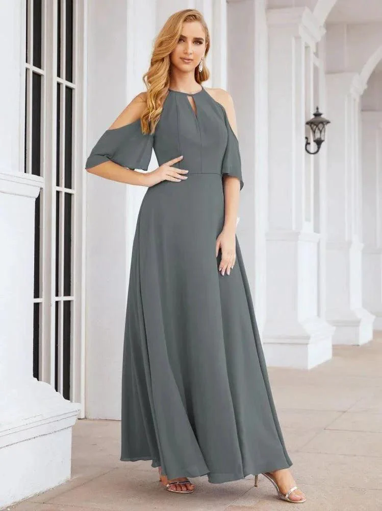 Numbersea Cold Shoulder Bridesmaid Dresses A-Line Long Formal Evening Gowns 28074 - Image 75