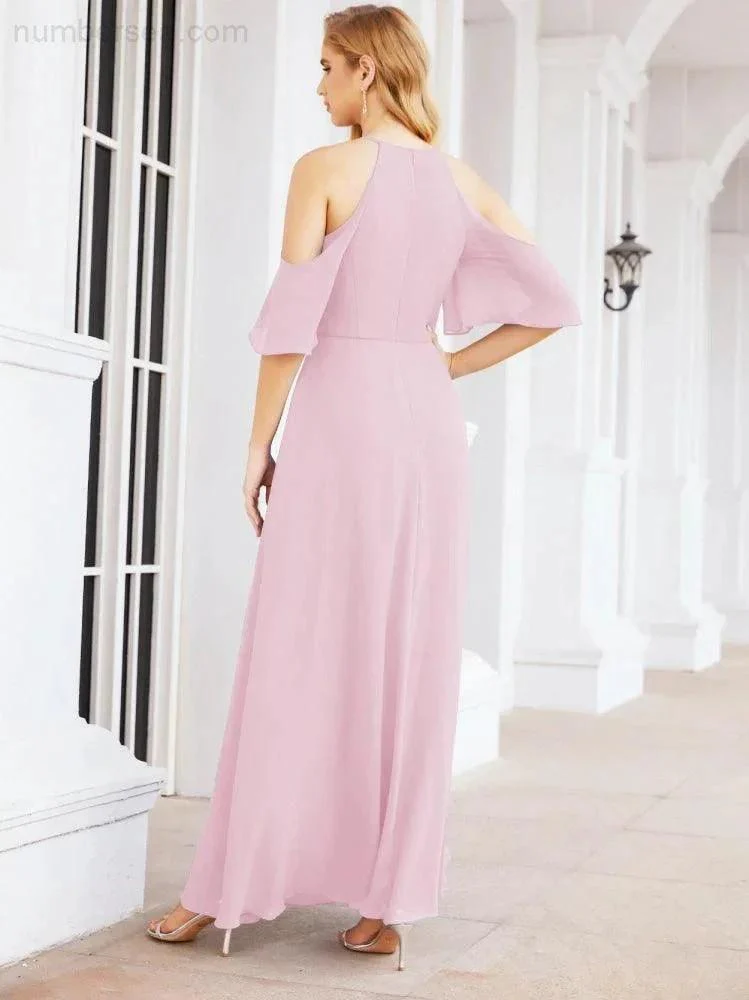 Numbersea Cold Shoulder Bridesmaid Dresses A-Line Long Formal Evening Gowns 28074 - Image 78
