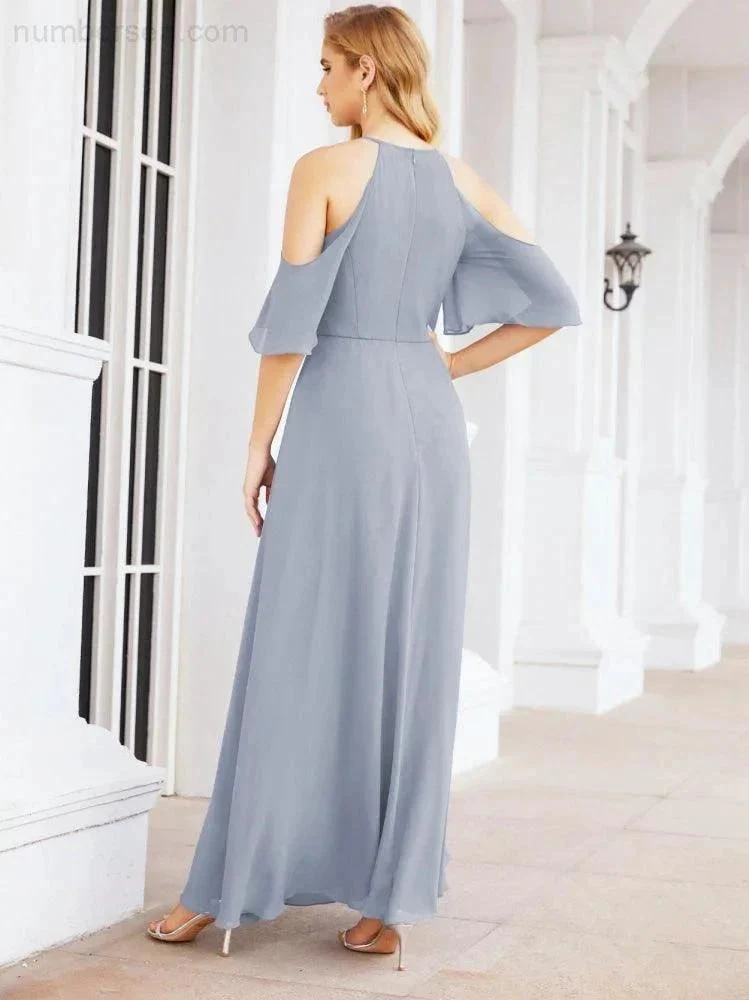 Numbersea Cold Shoulder Bridesmaid Dresses A-Line Long Formal Evening Gowns 28074 - Image 8