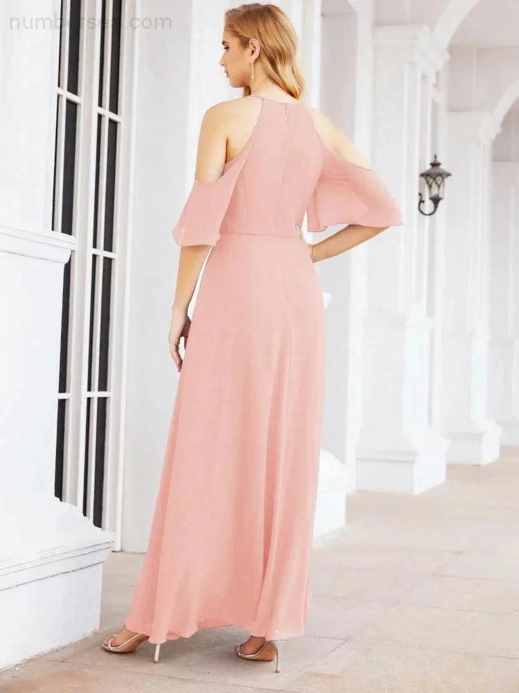 Numbersea Cold Shoulder Bridesmaid Dresses A-Line Long Formal Evening Gowns 28074 - Image 80