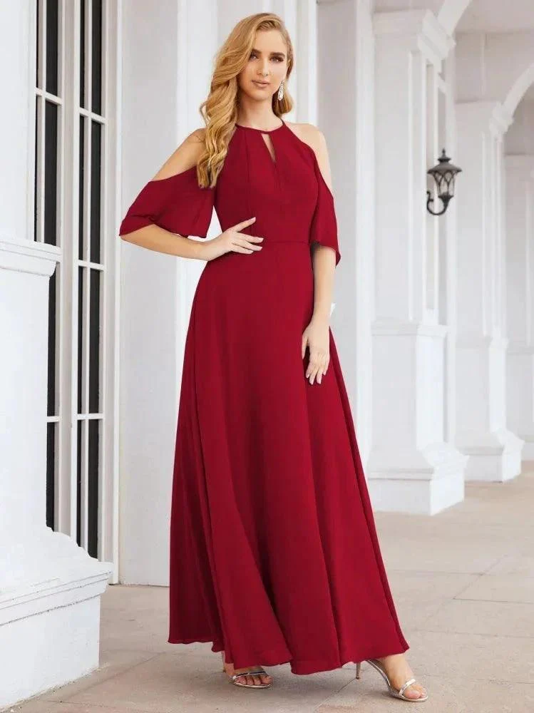 Numbersea Cold Shoulder Bridesmaid Dresses A-Line Long Formal Evening Gowns 28074 - Image 81