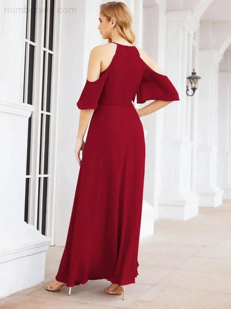 Numbersea Cold Shoulder Bridesmaid Dresses A-Line Long Formal Evening Gowns 28074 - Image 82