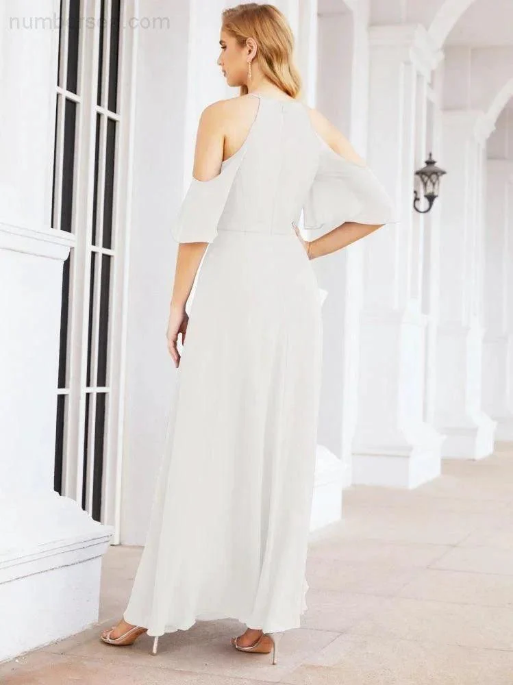 Numbersea Cold Shoulder Bridesmaid Dresses A-Line Long Formal Evening Gowns 28074 - Image 84