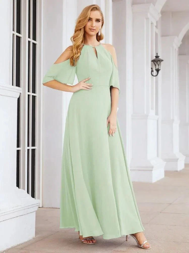 Numbersea Cold Shoulder Bridesmaid Dresses A-Line Long Formal Evening Gowns 28074 - Image 9