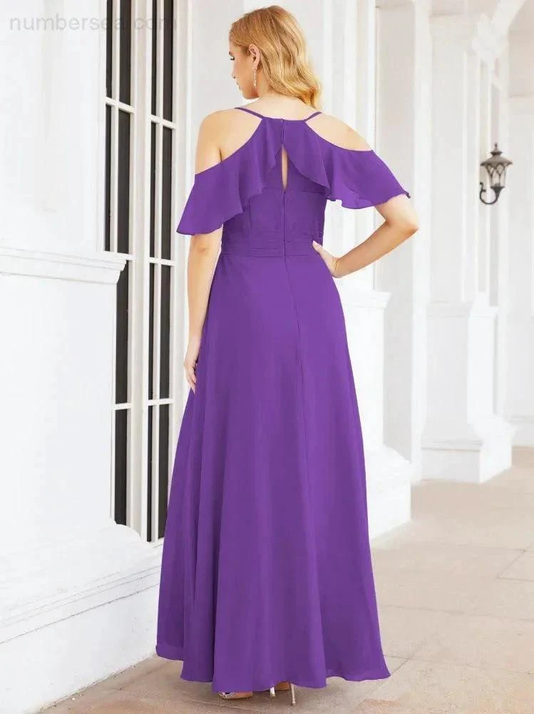 Numbersea Cold Shoulder Long Bridesmaid Dresses Side Slit Formal Prom Gowns Party Wedding 28070 - Image 56