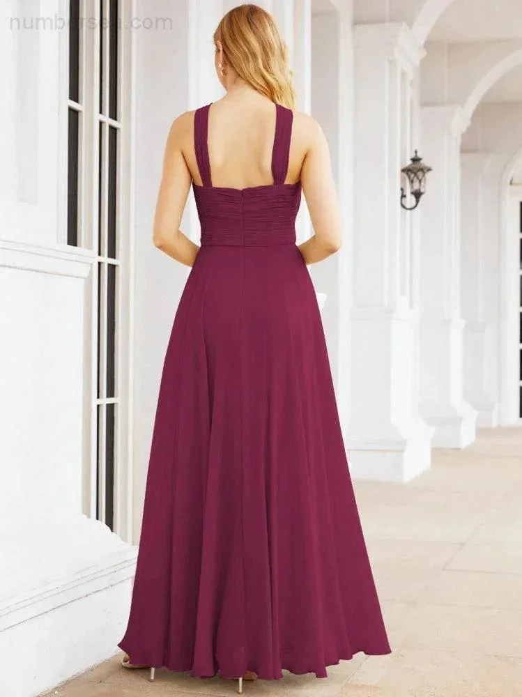 Numbersea Crisscross Halter Bridesmaid Dresses for Party Wedding Evening Prom Maxi Ball Gowns 28053 - Image 101