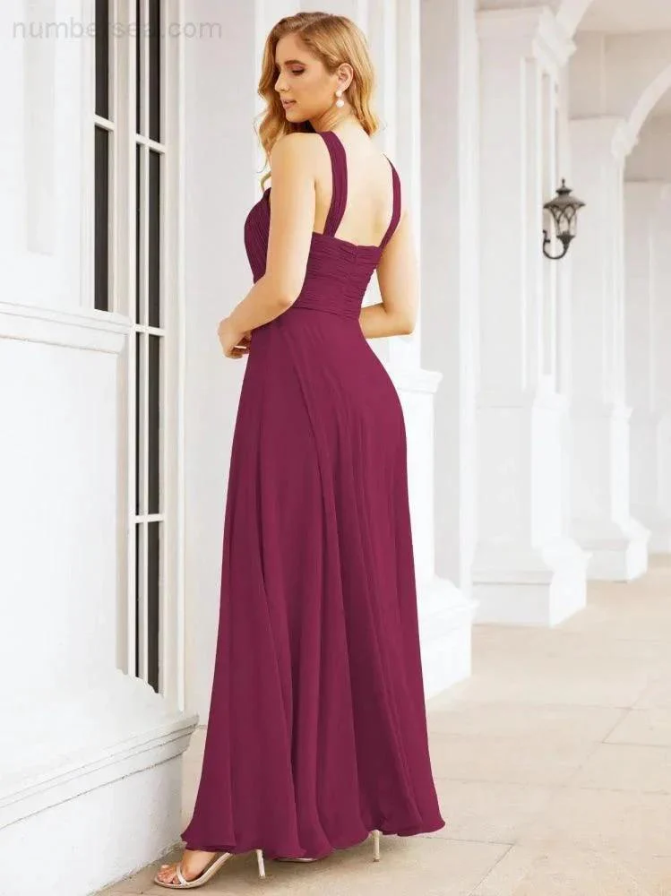 Numbersea Crisscross Halter Bridesmaid Dresses for Party Wedding Evening Prom Maxi Ball Gowns 28053 - Image 102