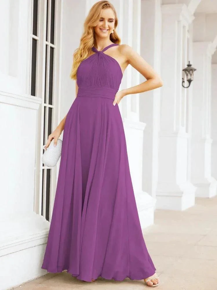 Numbersea Crisscross Halter Bridesmaid Dresses for Party Wedding Evening Prom Maxi Ball Gowns 28053 - Image 106