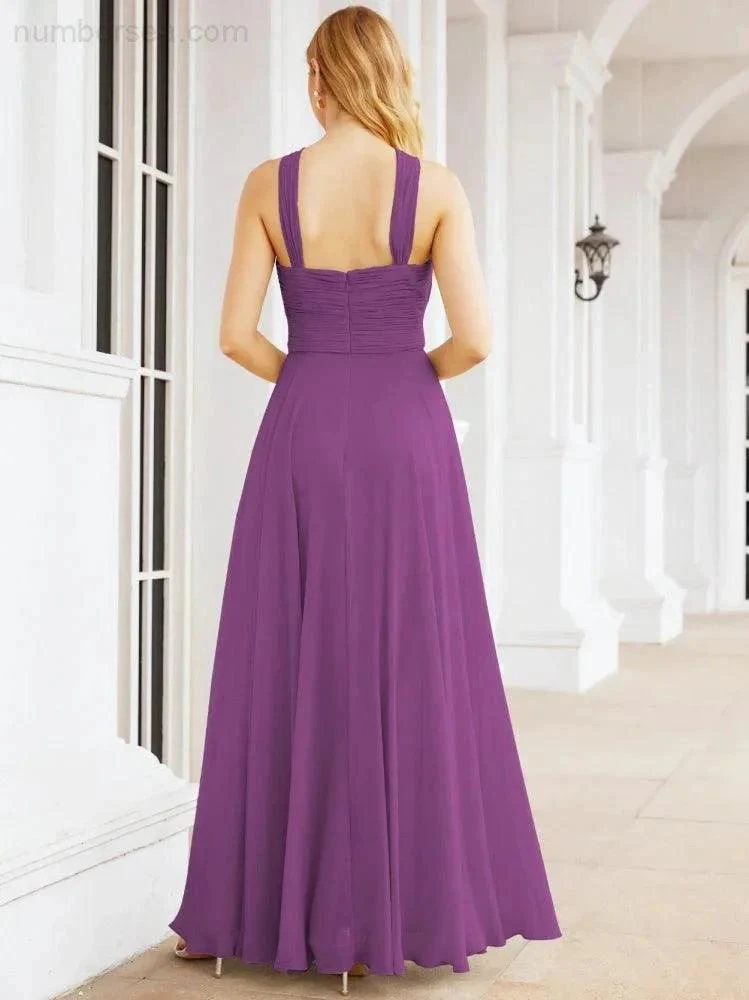Numbersea Crisscross Halter Bridesmaid Dresses for Party Wedding Evening Prom Maxi Ball Gowns 28053 - Image 107