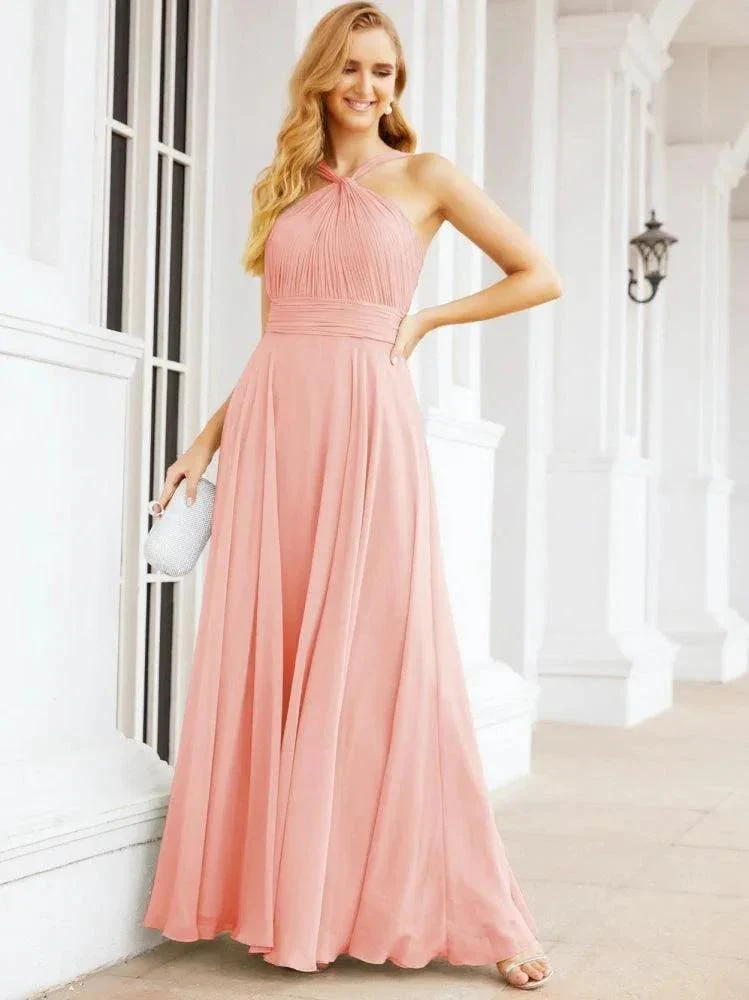 Numbersea Crisscross Halter Bridesmaid Dresses for Party Wedding Evening Prom Maxi Ball Gowns 28053 - Image 118