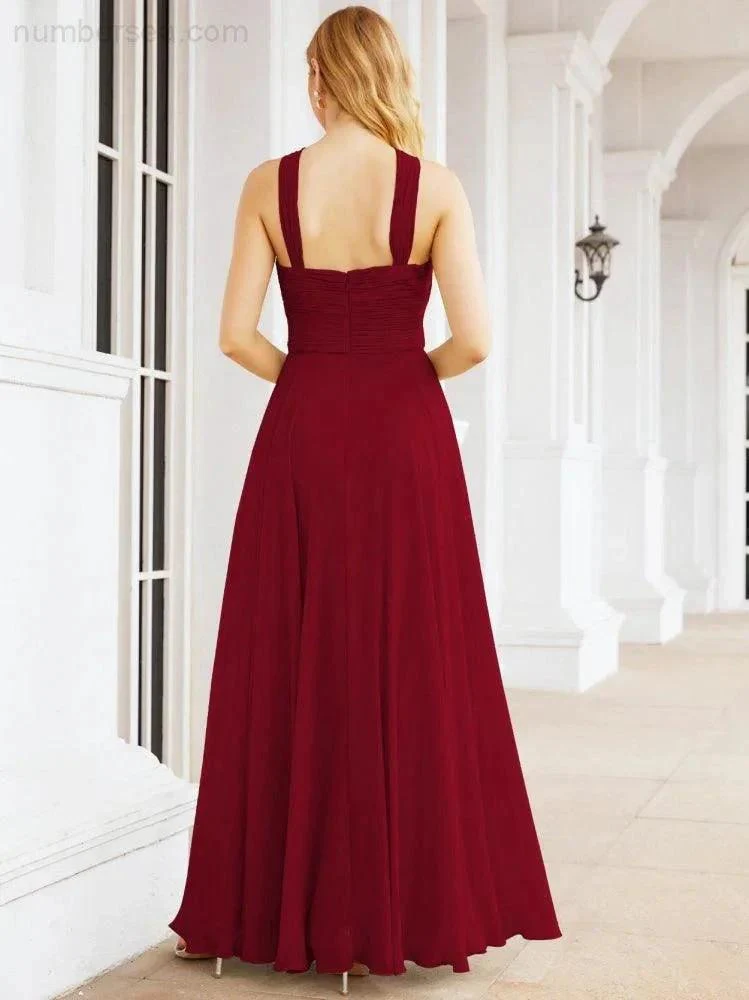 Numbersea Crisscross Halter Bridesmaid Dresses for Party Wedding Evening Prom Maxi Ball Gowns 28053 - Image 122