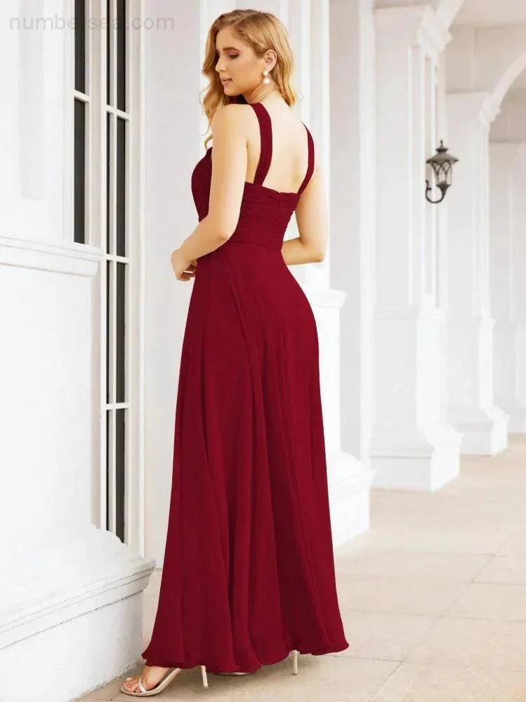 Numbersea Crisscross Halter Bridesmaid Dresses for Party Wedding Evening Prom Maxi Ball Gowns 28053 - Image 123