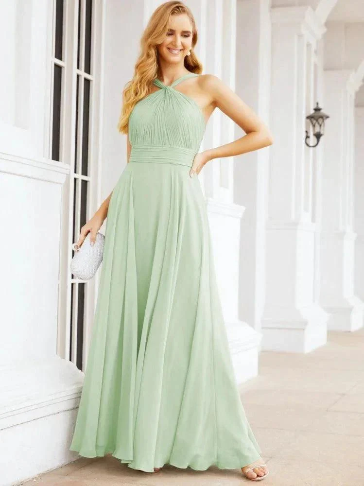 Numbersea Crisscross Halter Bridesmaid Dresses for Party Wedding Evening Prom Maxi Ball Gowns 28053 - Image 13