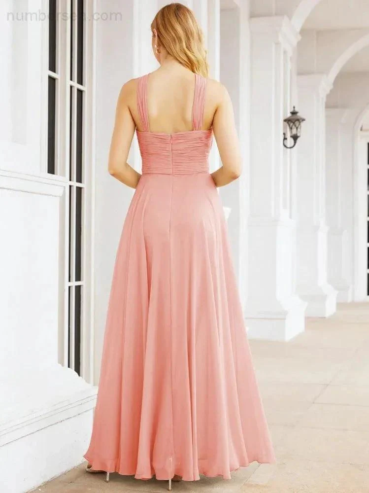 Numbersea Crisscross Halter Bridesmaid Dresses for Party Wedding Evening Prom Maxi Ball Gowns 28053 - Image 17
