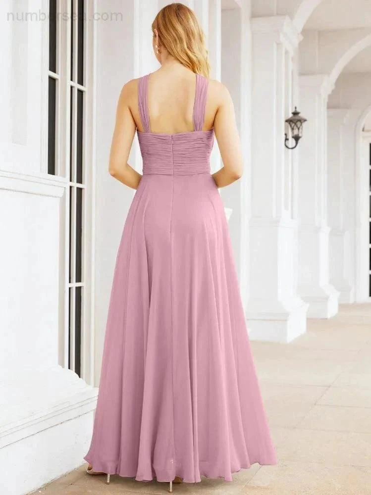 Numbersea Crisscross Halter Bridesmaid Dresses for Party Wedding Evening Prom Maxi Ball Gowns 28053 - Image 2