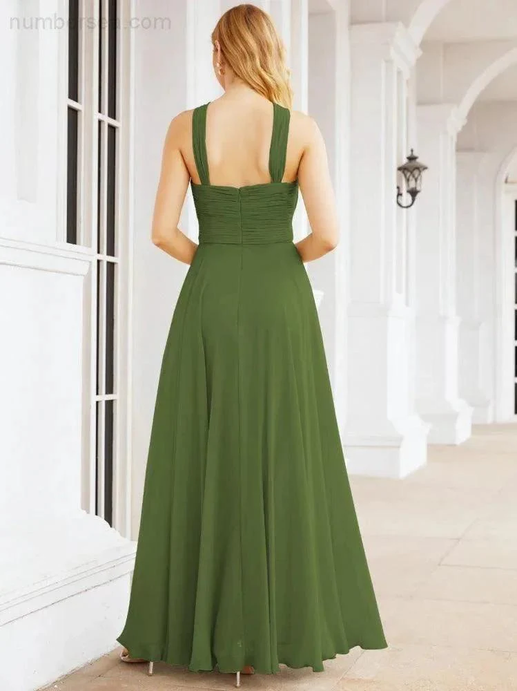 Numbersea Crisscross Halter Bridesmaid Dresses for Party Wedding Evening Prom Maxi Ball Gowns 28053 - Image 20