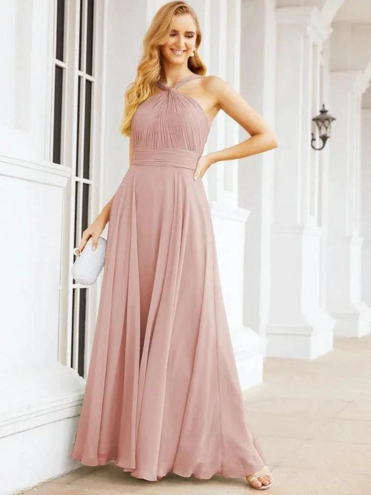 Numbersea Crisscross Halter Bridesmaid Dresses for Party Wedding Evening Prom Maxi Ball Gowns 28053 - Image 25