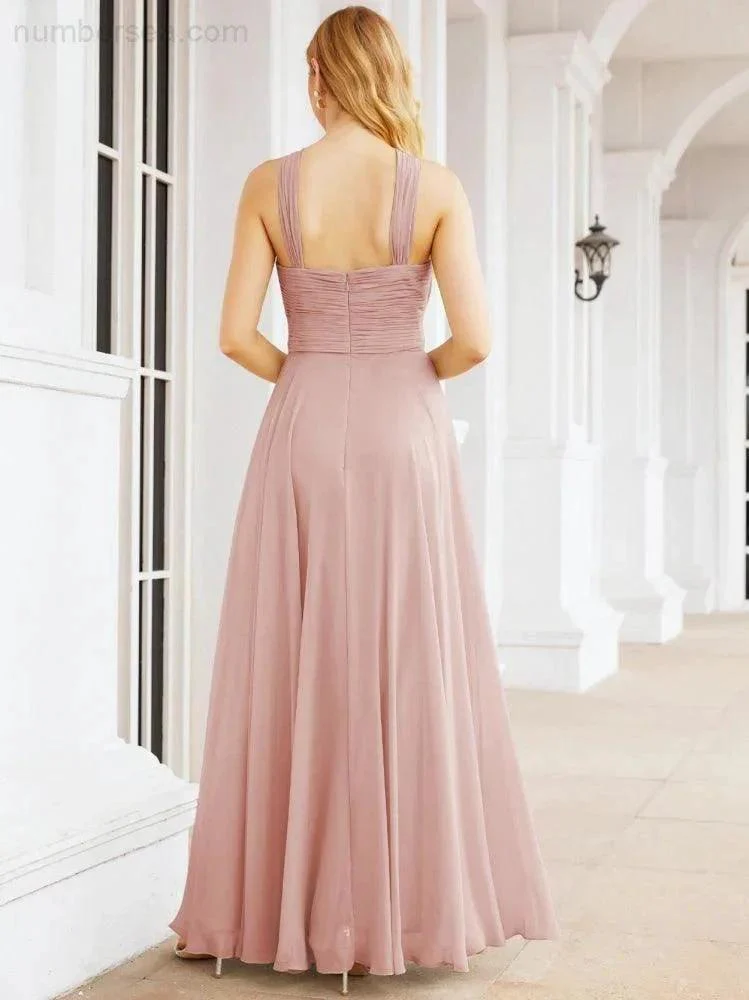 Numbersea Crisscross Halter Bridesmaid Dresses for Party Wedding Evening Prom Maxi Ball Gowns 28053 - Image 26
