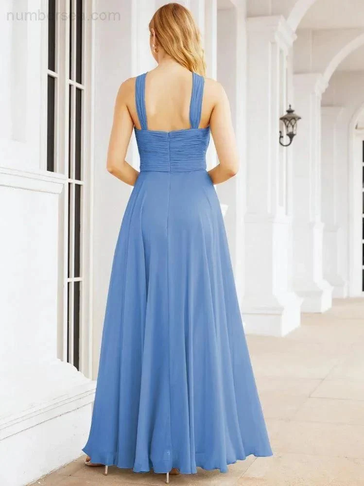 Numbersea Crisscross Halter Bridesmaid Dresses for Party Wedding Evening Prom Maxi Ball Gowns 28053 - Image 29