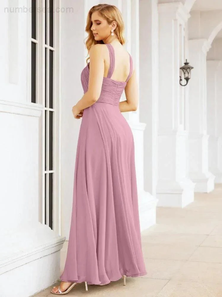 Numbersea Crisscross Halter Bridesmaid Dresses for Party Wedding Evening Prom Maxi Ball Gowns 28053 - Image 3