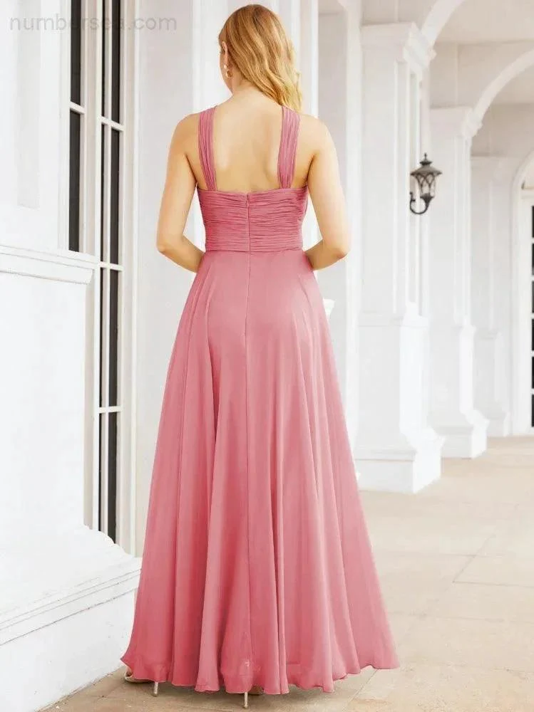 Numbersea Crisscross Halter Bridesmaid Dresses for Party Wedding Evening Prom Maxi Ball Gowns 28053 - Image 32