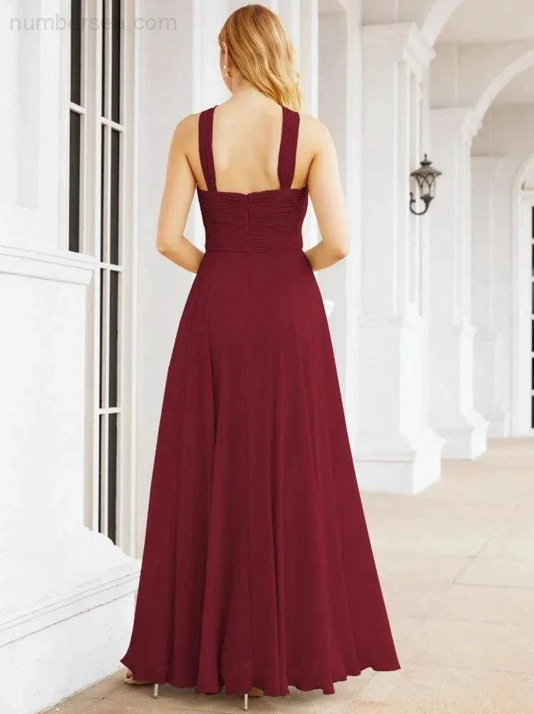 Numbersea Crisscross Halter Bridesmaid Dresses for Party Wedding Evening Prom Maxi Ball Gowns 28053 - Image 35