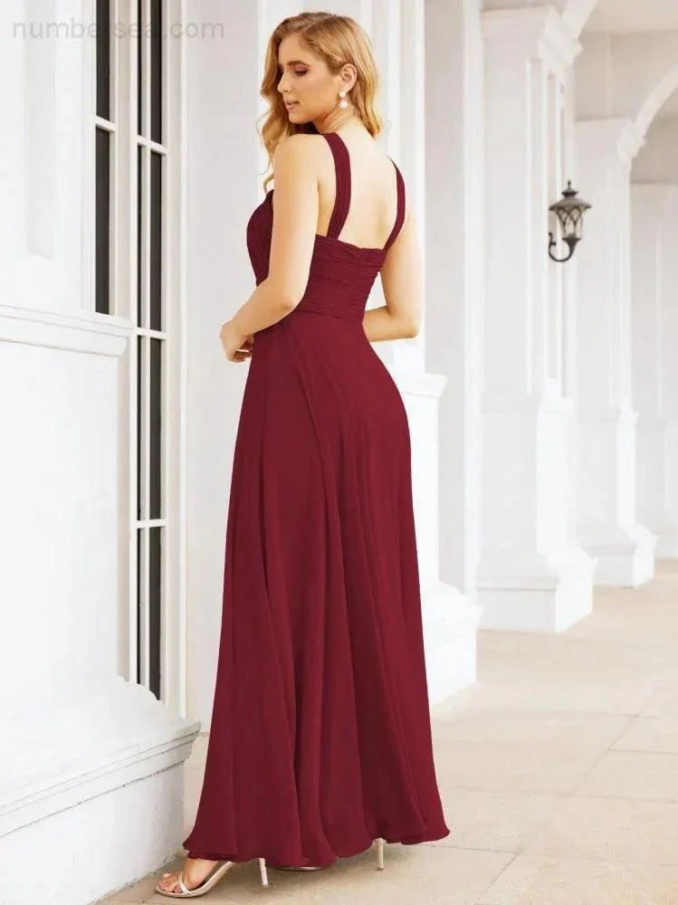 Numbersea Crisscross Halter Bridesmaid Dresses for Party Wedding Evening Prom Maxi Ball Gowns 28053 - Image 36