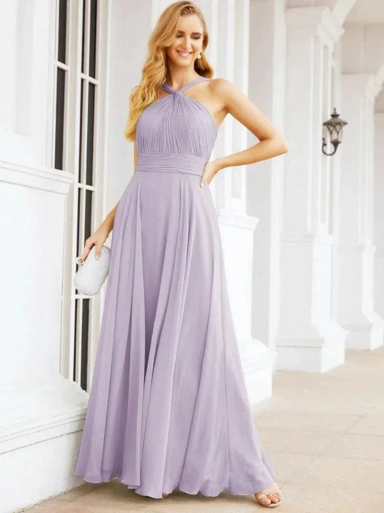 Numbersea Crisscross Halter Bridesmaid Dresses for Party Wedding Evening Prom Maxi Ball Gowns 28053 - Image 40