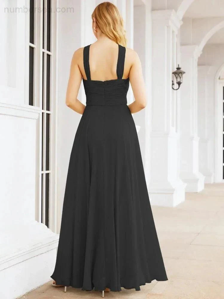 Numbersea Crisscross Halter Bridesmaid Dresses for Party Wedding Evening Prom Maxi Ball Gowns 28053 - Image 44