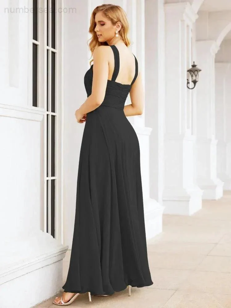 Numbersea Crisscross Halter Bridesmaid Dresses for Party Wedding Evening Prom Maxi Ball Gowns 28053 - Image 45