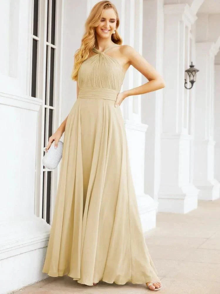 Numbersea Crisscross Halter Bridesmaid Dresses for Party Wedding Evening Prom Maxi Ball Gowns 28053 - Image 46
