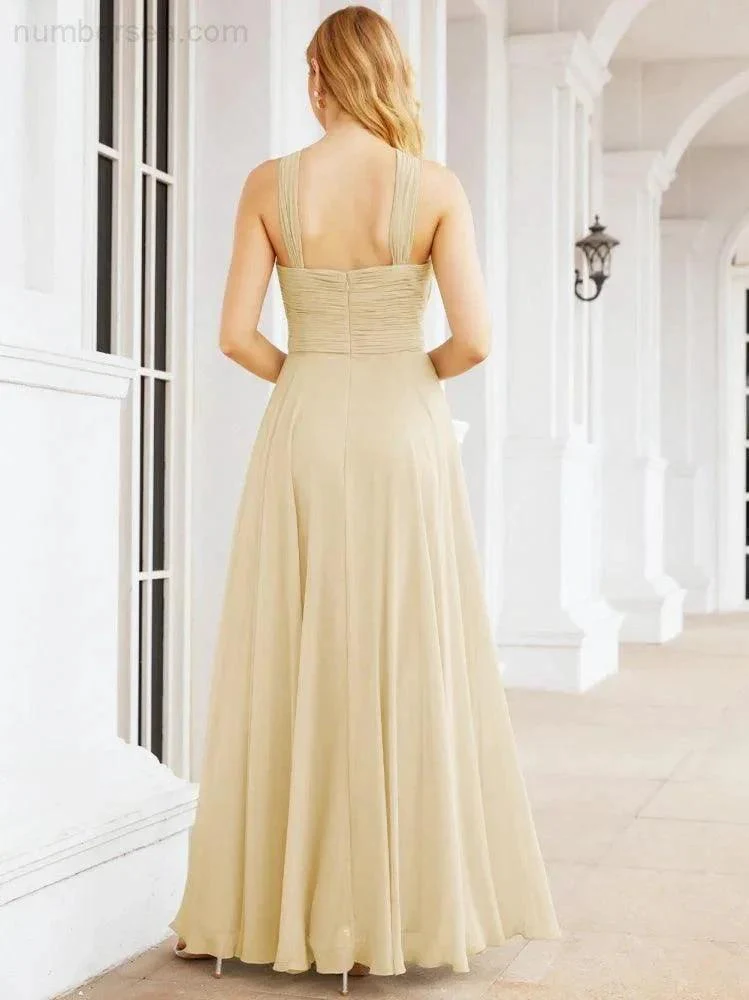 Numbersea Crisscross Halter Bridesmaid Dresses for Party Wedding Evening Prom Maxi Ball Gowns 28053 - Image 47