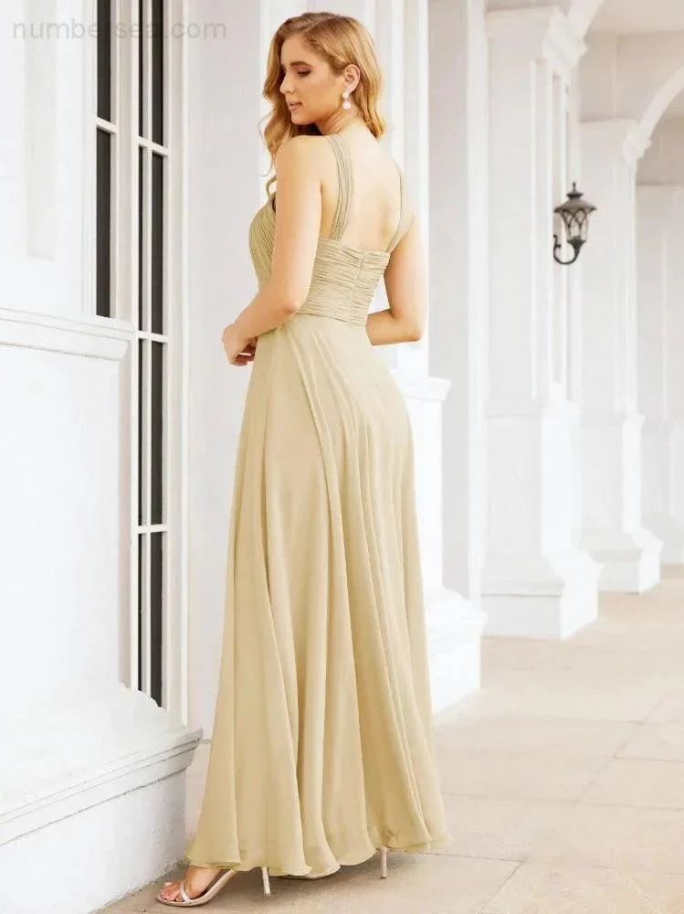 Numbersea Crisscross Halter Bridesmaid Dresses for Party Wedding Evening Prom Maxi Ball Gowns 28053 - Image 48