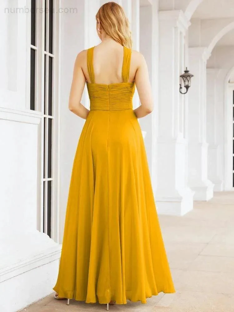 Numbersea Crisscross Halter Bridesmaid Dresses for Party Wedding Evening Prom Maxi Ball Gowns 28053 - Image 5