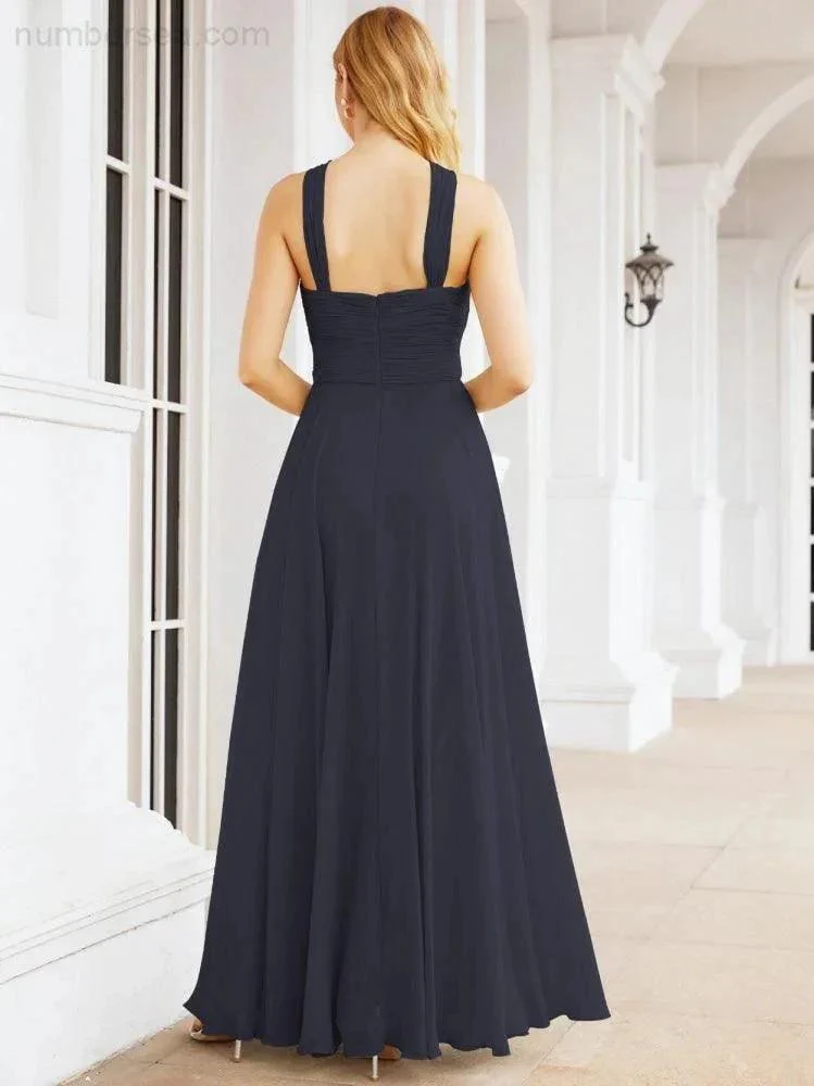 Numbersea Crisscross Halter Bridesmaid Dresses for Party Wedding Evening Prom Maxi Ball Gowns 28053 - Image 53