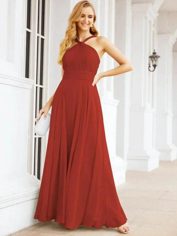 Numbersea Crisscross Halter Bridesmaid Dresses for Party Wedding Evening Prom Maxi Ball Gowns 28053 - Image 55