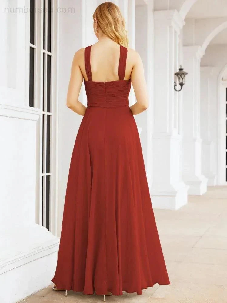Numbersea Crisscross Halter Bridesmaid Dresses for Party Wedding Evening Prom Maxi Ball Gowns 28053 - Image 56