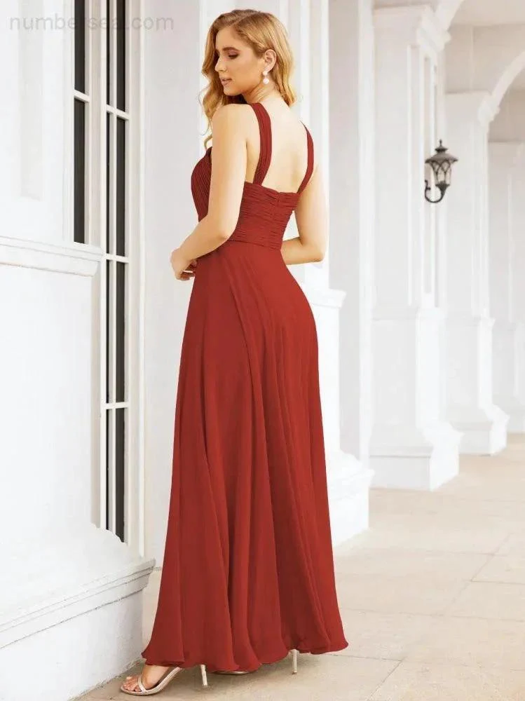 Numbersea Crisscross Halter Bridesmaid Dresses for Party Wedding Evening Prom Maxi Ball Gowns 28053 - Image 57