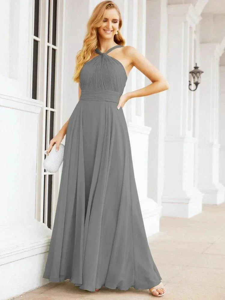 Numbersea Crisscross Halter Bridesmaid Dresses for Party Wedding Evening Prom Maxi Ball Gowns 28053 - Image 58