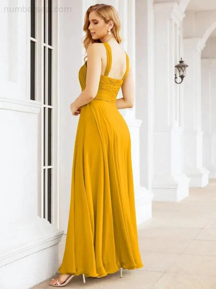 Numbersea Crisscross Halter Bridesmaid Dresses for Party Wedding Evening Prom Maxi Ball Gowns 28053 - Image 6