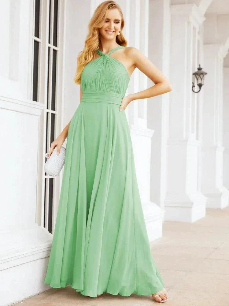 Numbersea Crisscross Halter Bridesmaid Dresses for Party Wedding Evening Prom Maxi Ball Gowns 28053 - Image 64